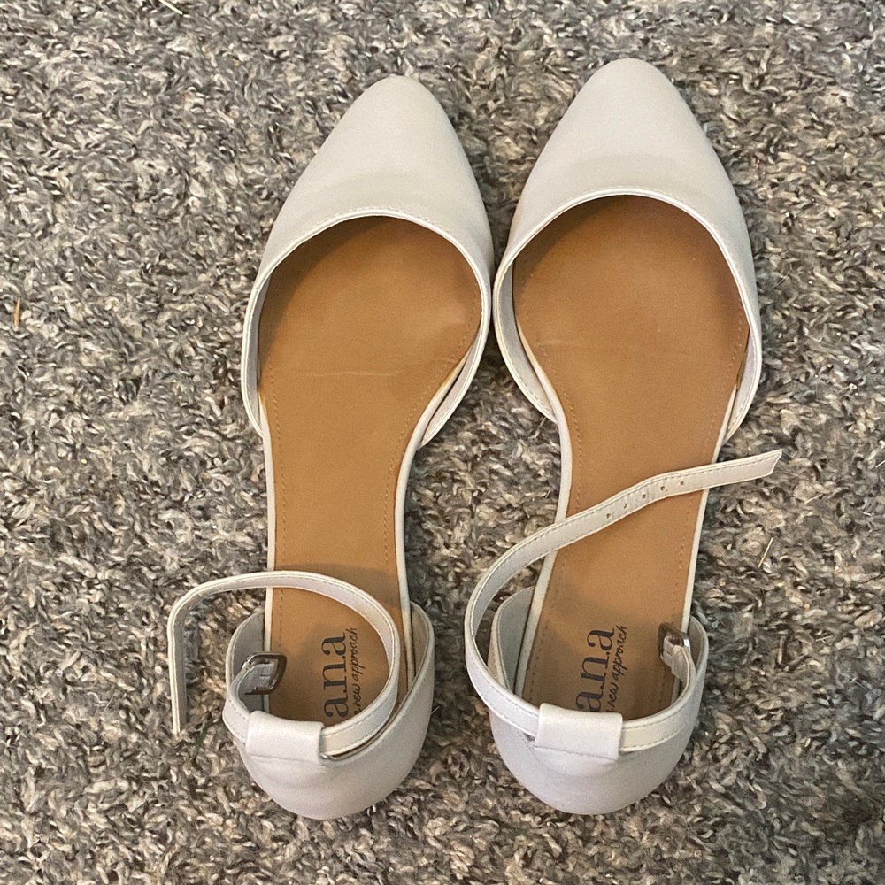 a.n.a Cream Ankle Strap Flats